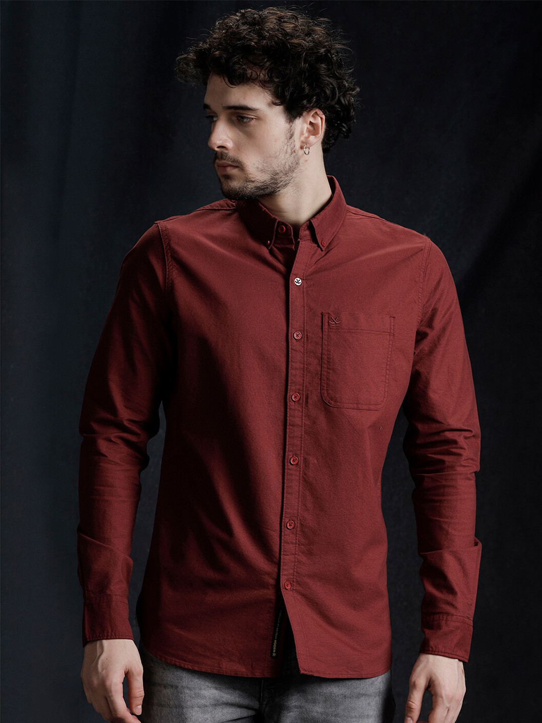 WROGN Button Down Collar Slim Fit Cotton Shirt