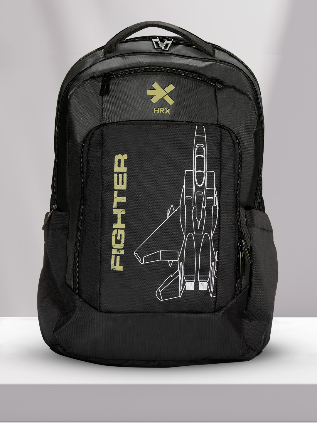 HRX by Hrithik Roshan Unisex Black & Yellow Brand Logo Backpack- Laptop Up to 16 inch