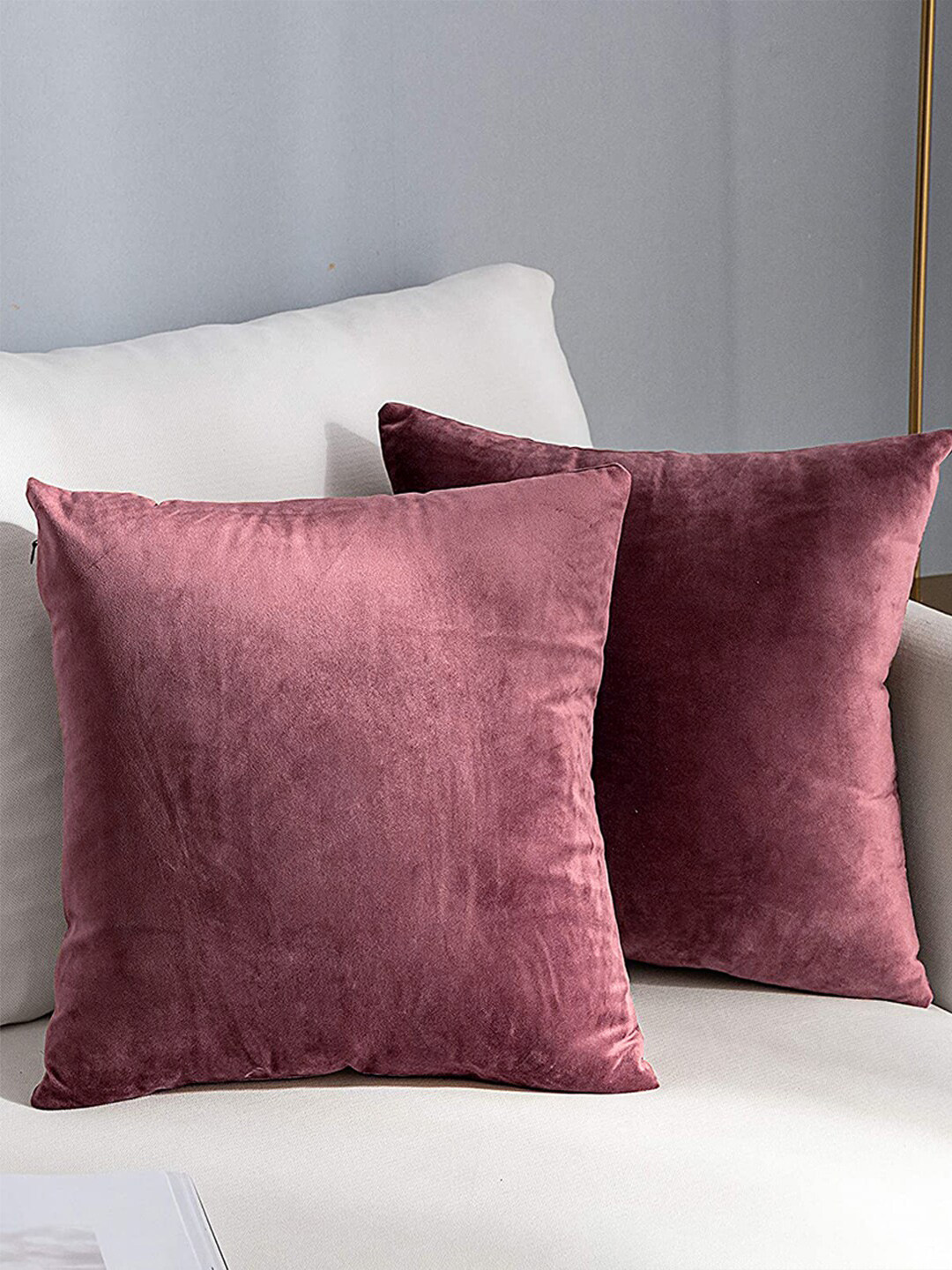 AEROHAVEN Skin-Friendly Purple Velvet Ultra Soft 2 Piece Square Cushion Covers -24x24In