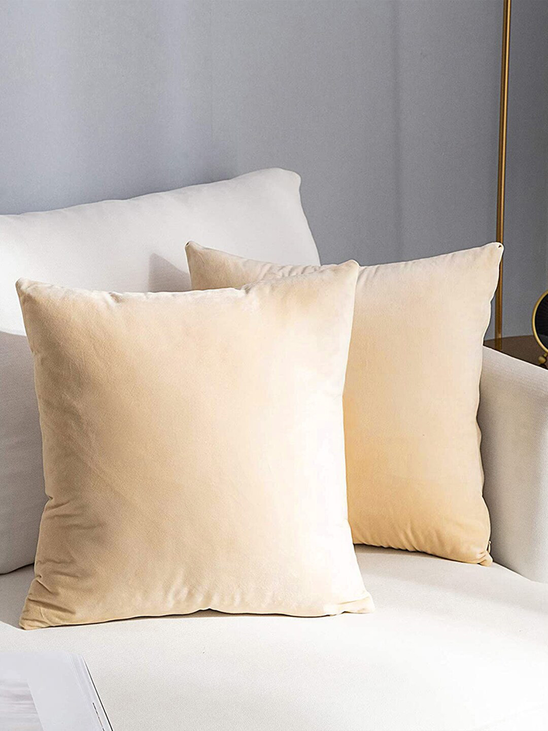 AEROHAVEN Reversible Cream Velvet Reversible 2 Pcs Square Cushion Covers - 24 x 24 In