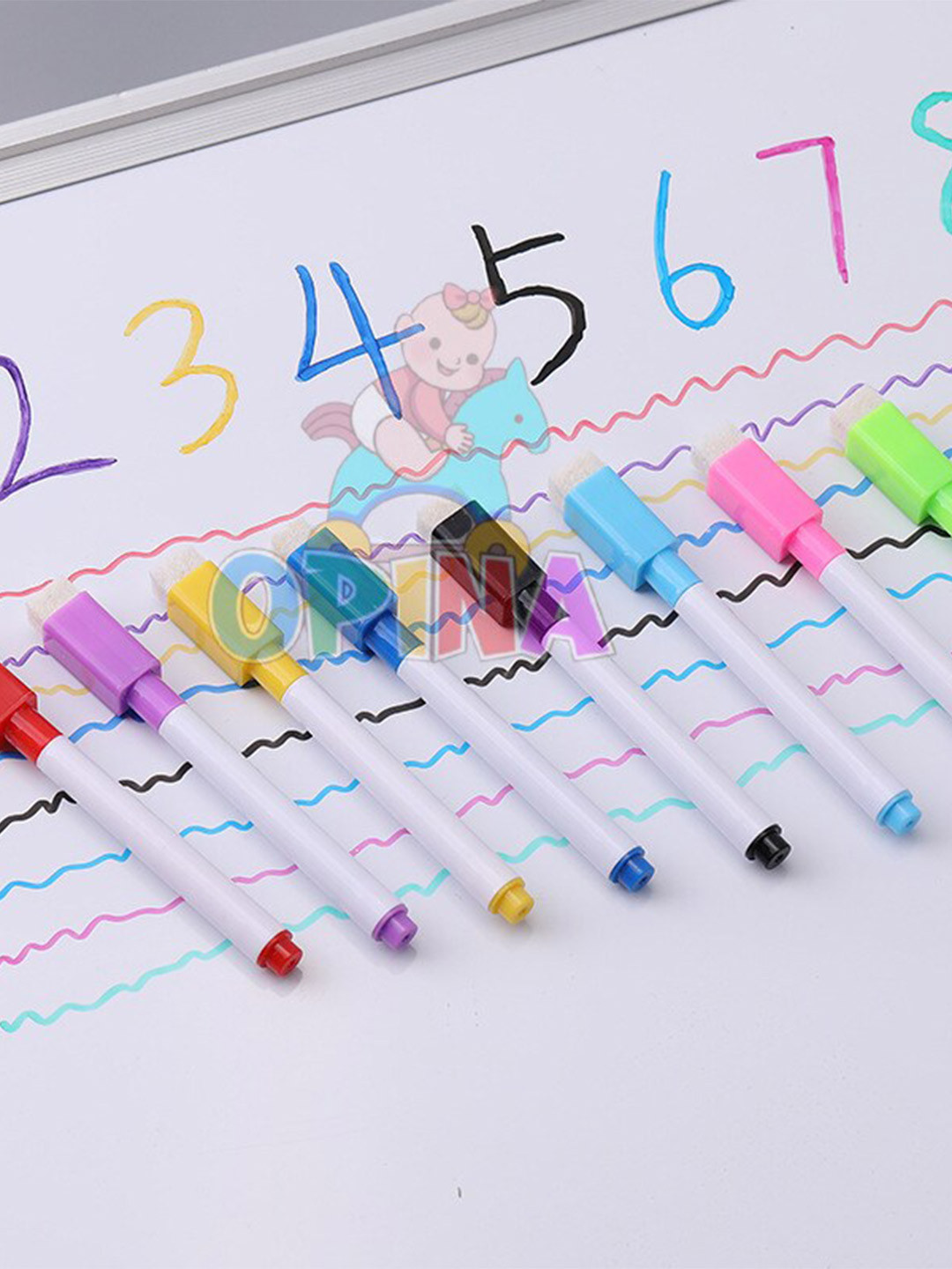 OPINA Kids Reusable Copybook With 8 Colour Pens