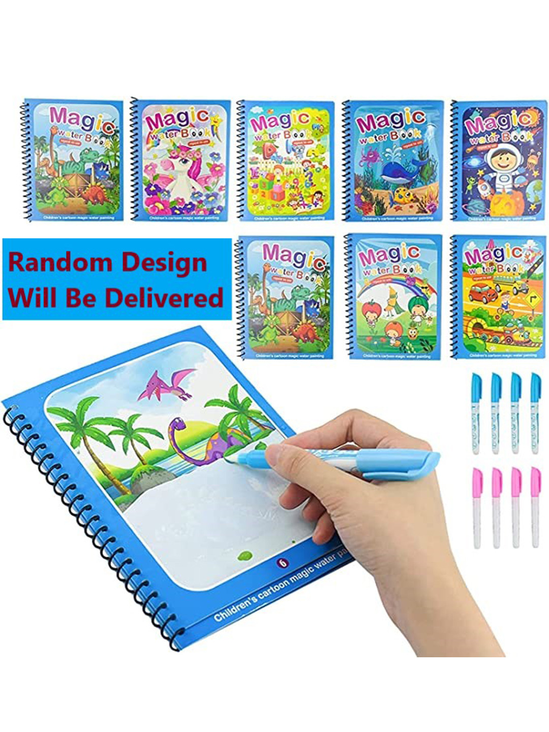 OPINA Kids Pack Of 3 Drawing Magic Water Colouring Reusable Book