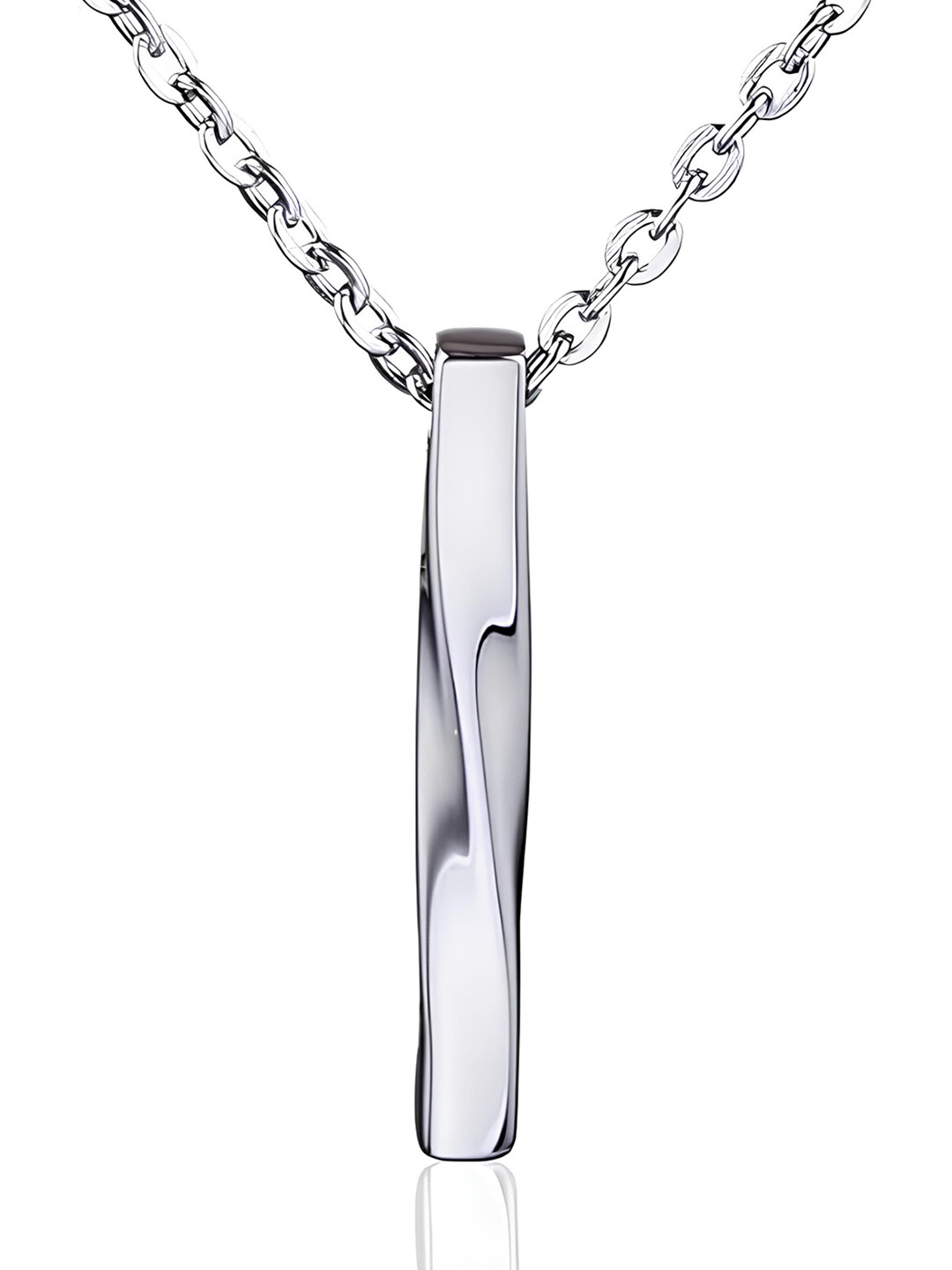 KARISHMA KREATIONS Men Stainless Steel Silver Plated Twisted Pendant With Chain