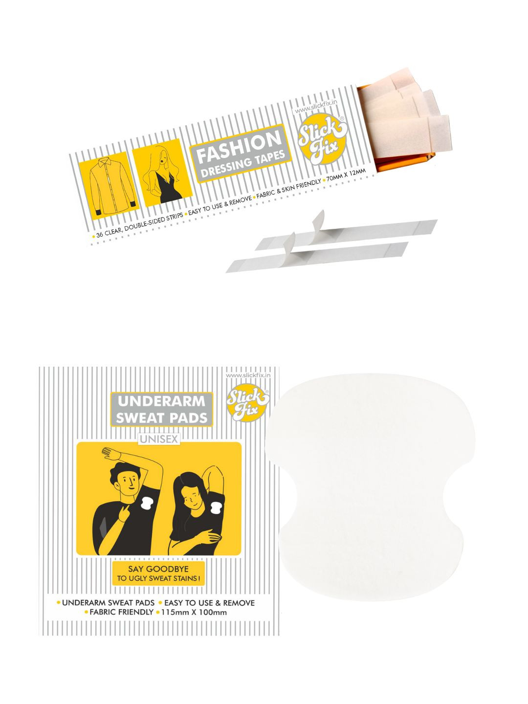 SLICKFIX Set of 50 Double-Sided Body Tape & Underarm Sweat Pads