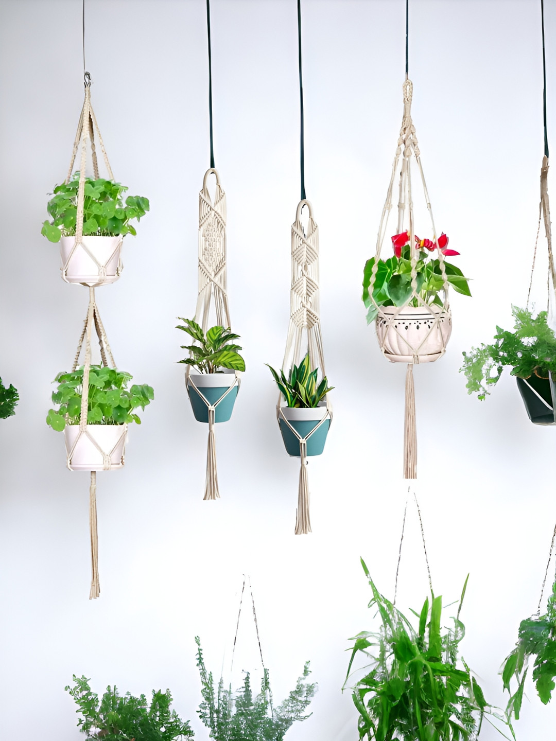 ecofynd White 4 Pieces Macrame Plant Hangers