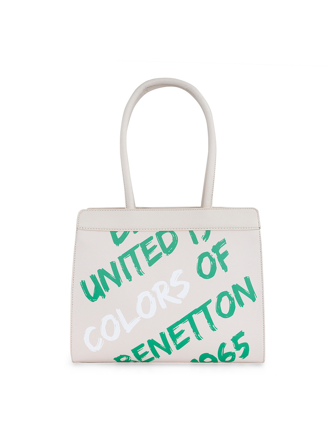 United Colors of Benetton Typography Printed Structured Handheld Bag