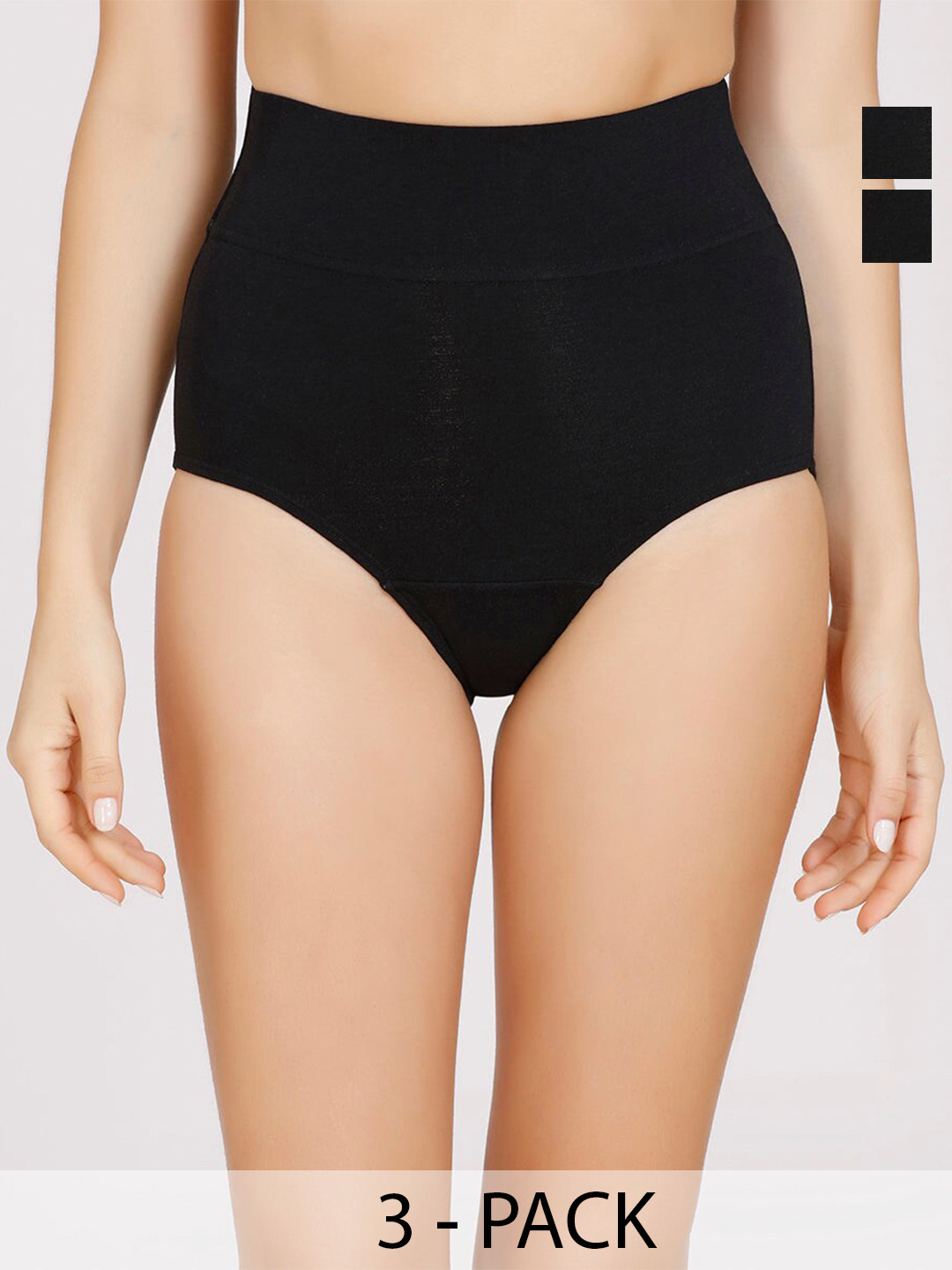 Nykd Women Pack Of 2 Cotton Tummy Tucker With Anti Odor NYP105 PO2-Black