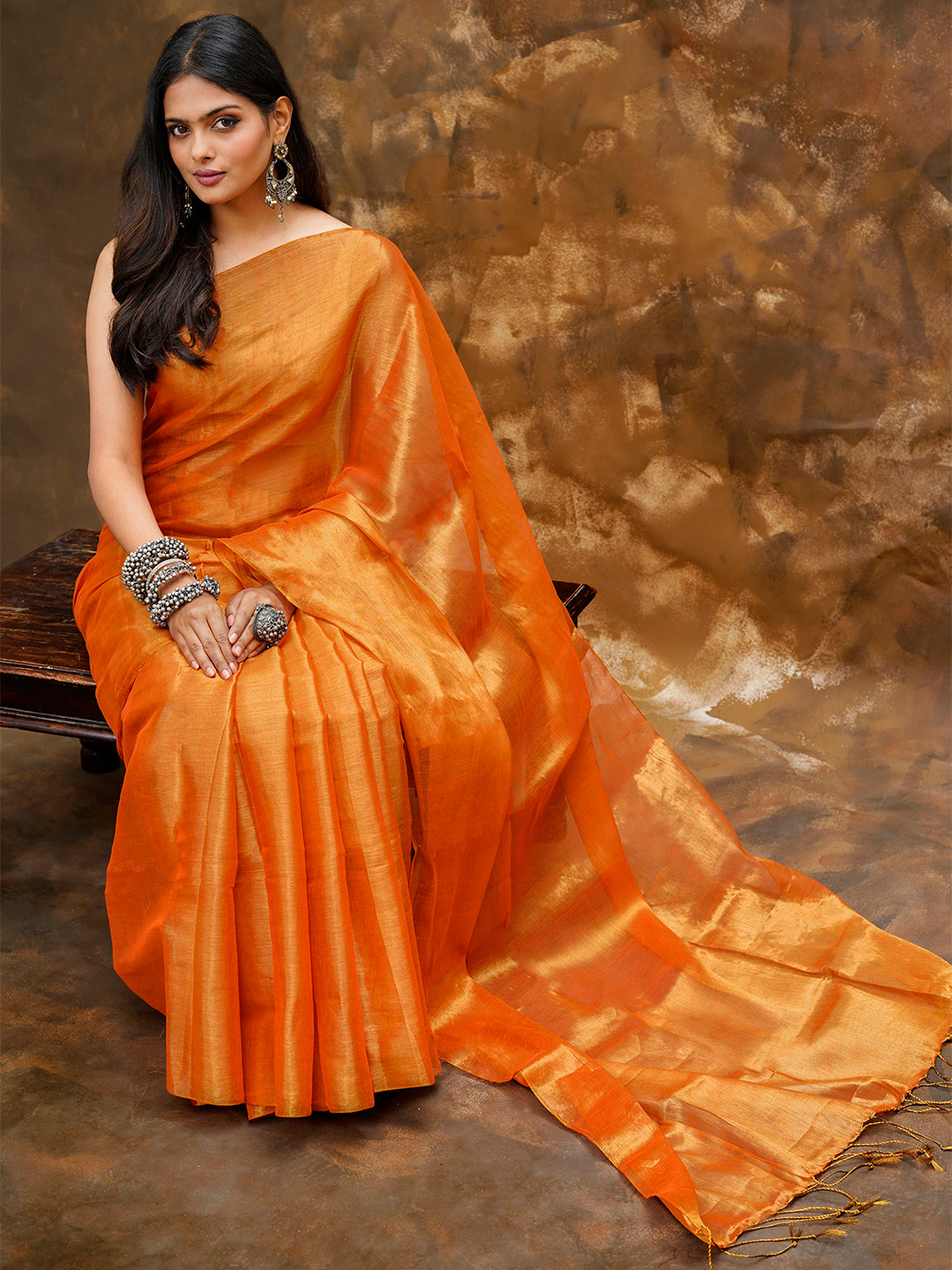 TEEJH Art Silk Tissue Saree