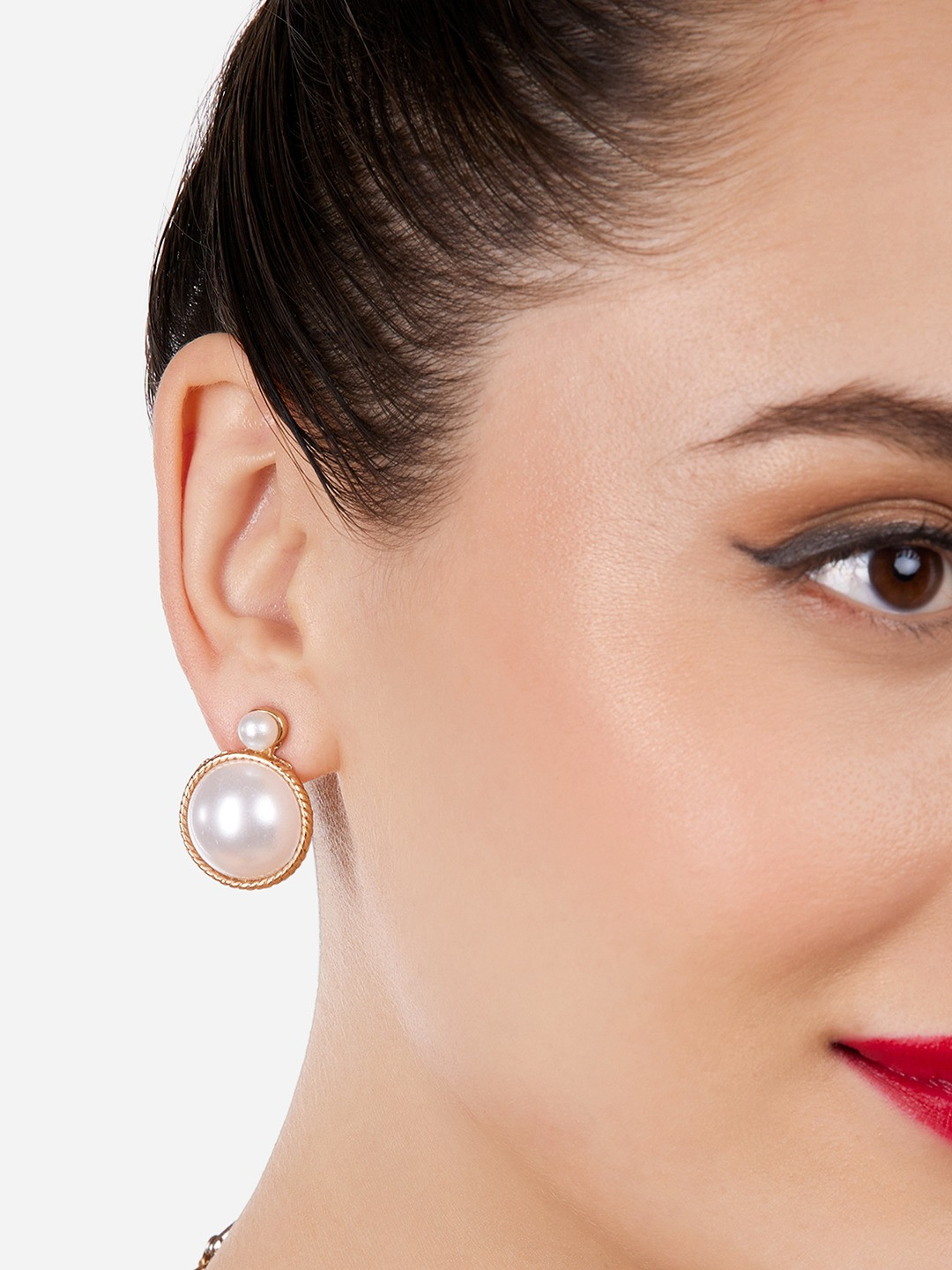Zaveri Pearls Gold-Plated Contemporary Studs Earrings