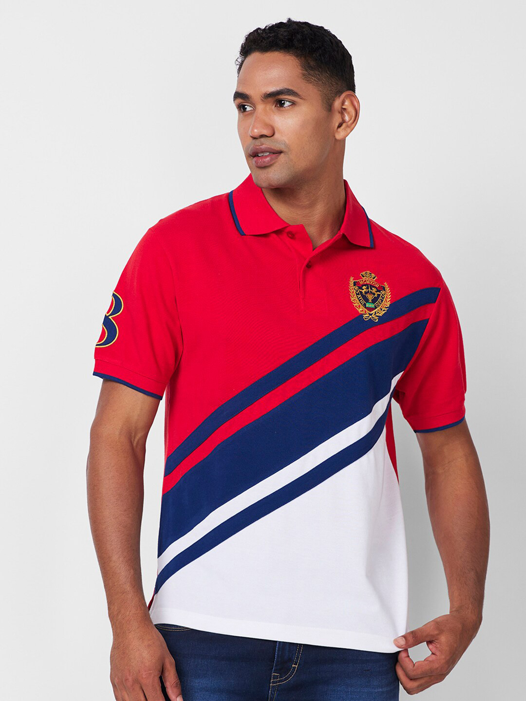 CELSIUS Colourblocked Polo Collar T-shirt
