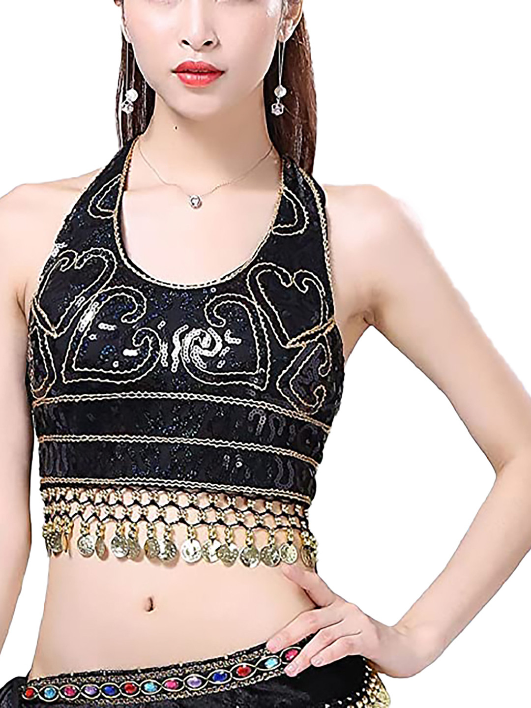 JENNA Sequin Embellished Halter Neck Belly Dance Crop Top