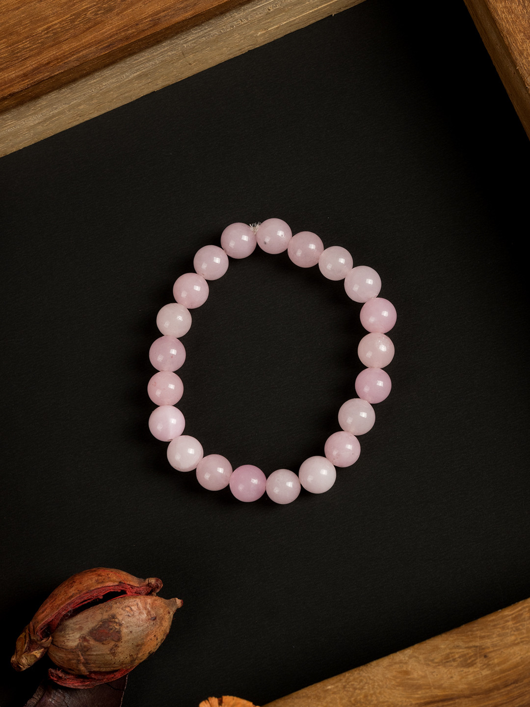 SHOOLIN Rose Quartz Beaded Elasticated Bracelet