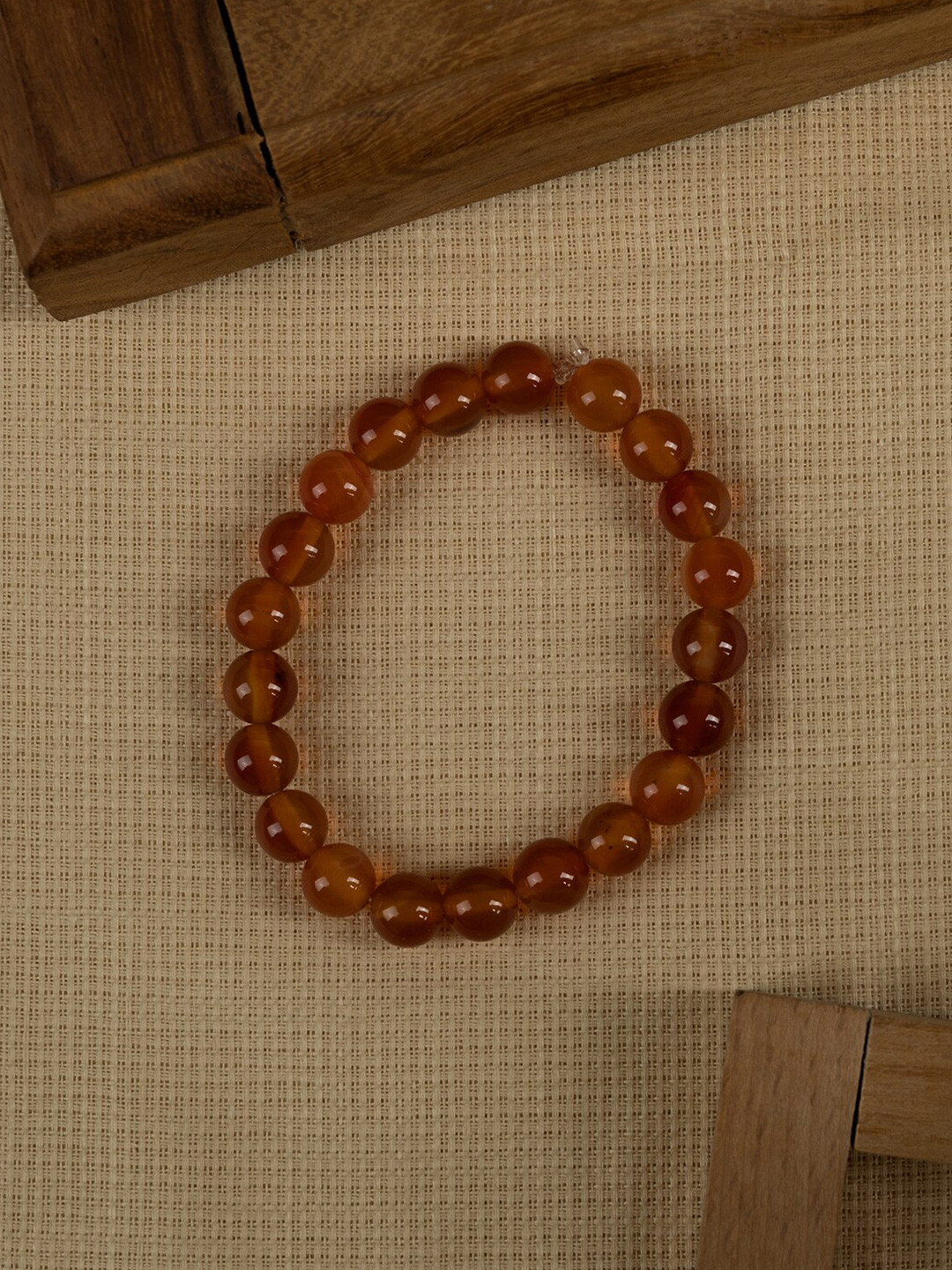 SHOOLIN Carnelian Gemstone Beaded Elasticated Bracelet