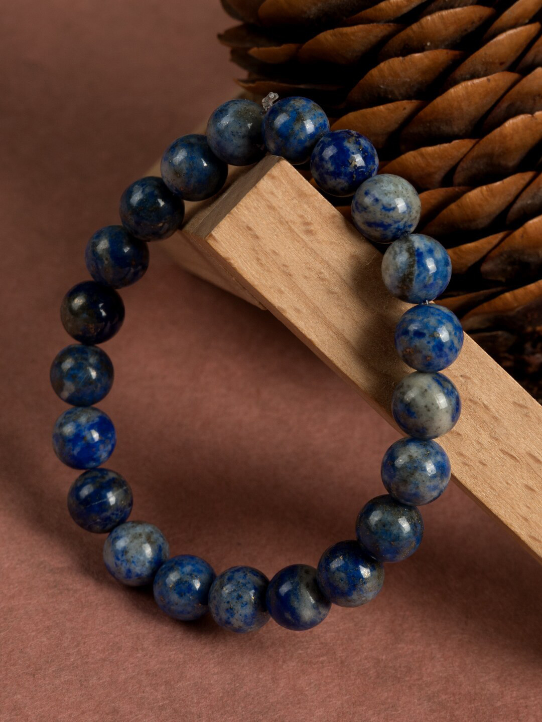 SHOOLIN Lapiz Lazuli Gemstone Beaded Elasticated Bracelet