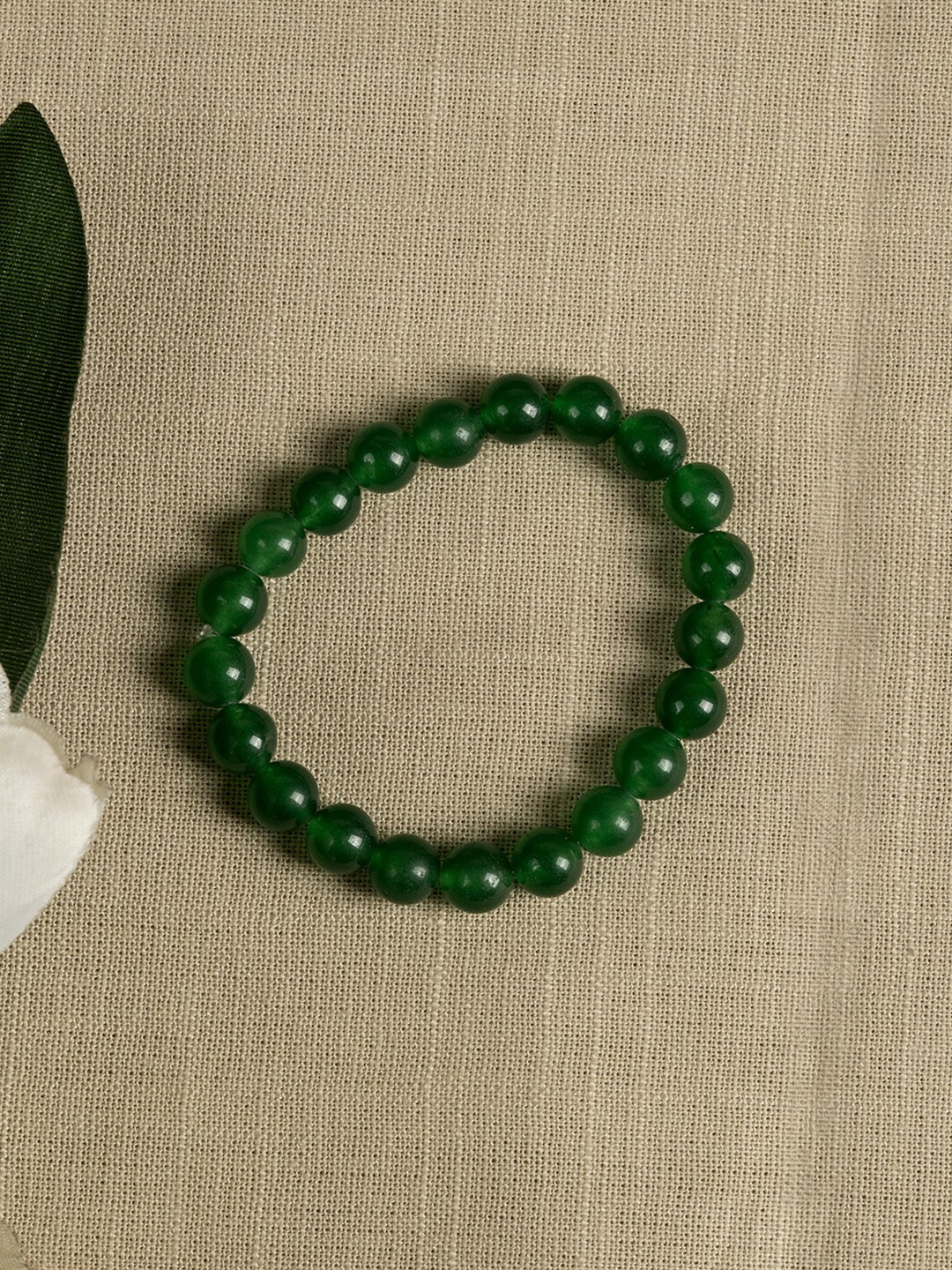 SHOOLIN Women Green Jade Beaded Bracelet