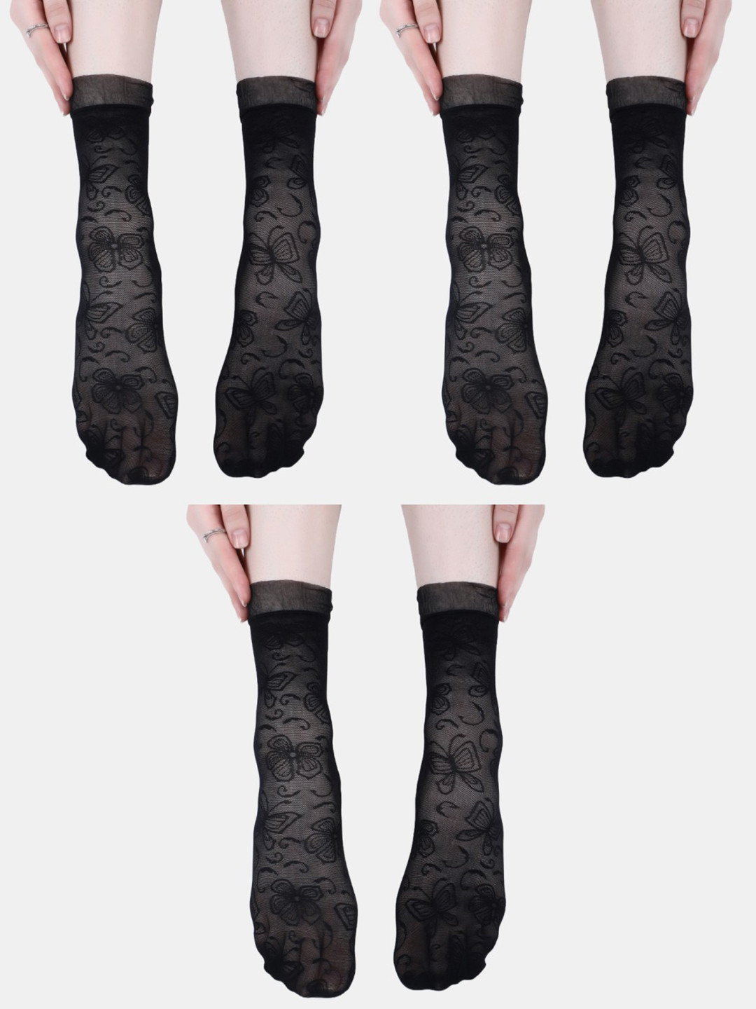 N2S NEXT2SKIN Women Set Of 3 Self-Design Ankle-Length Socks