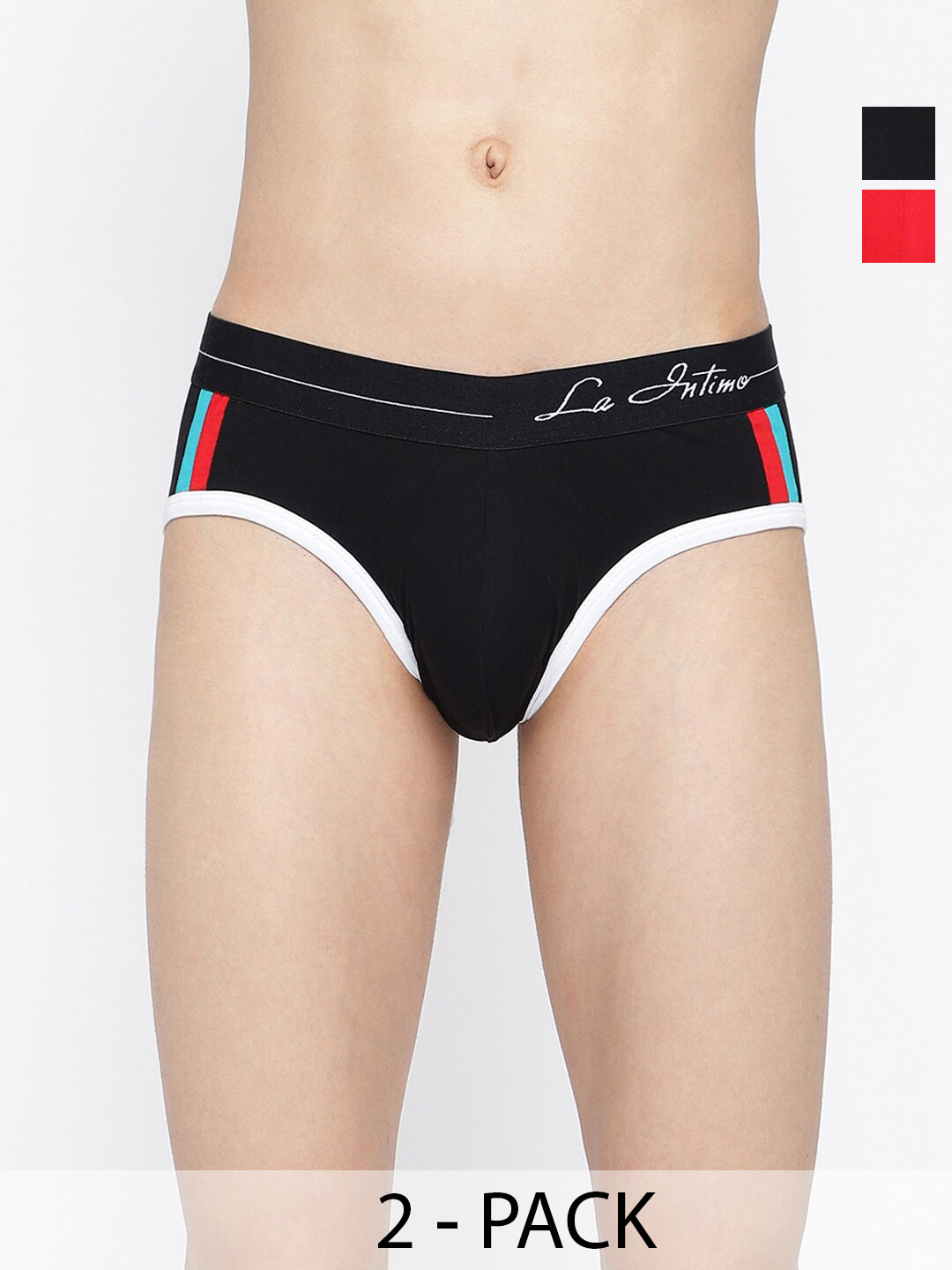La Intimo Pack Of 2 Anti Microbial Double Stripe Classic Briefs- LIBR030B