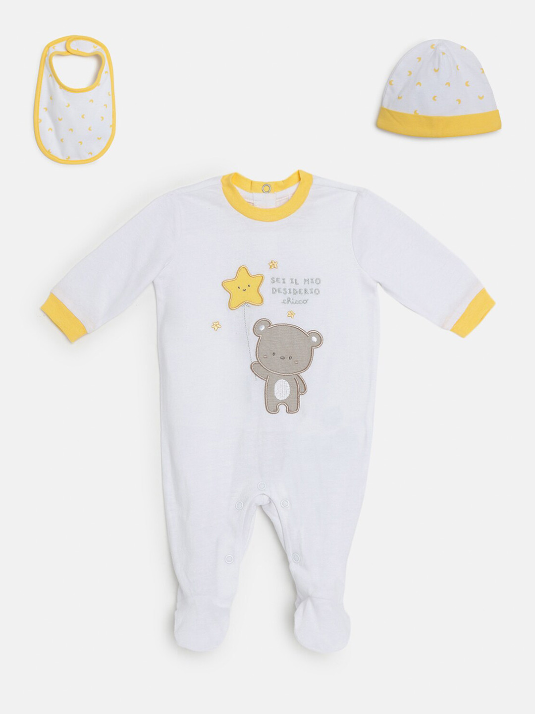 Chicco Infant 3-Pcs Printed Pure Cotton Baby Apparel Gift Set