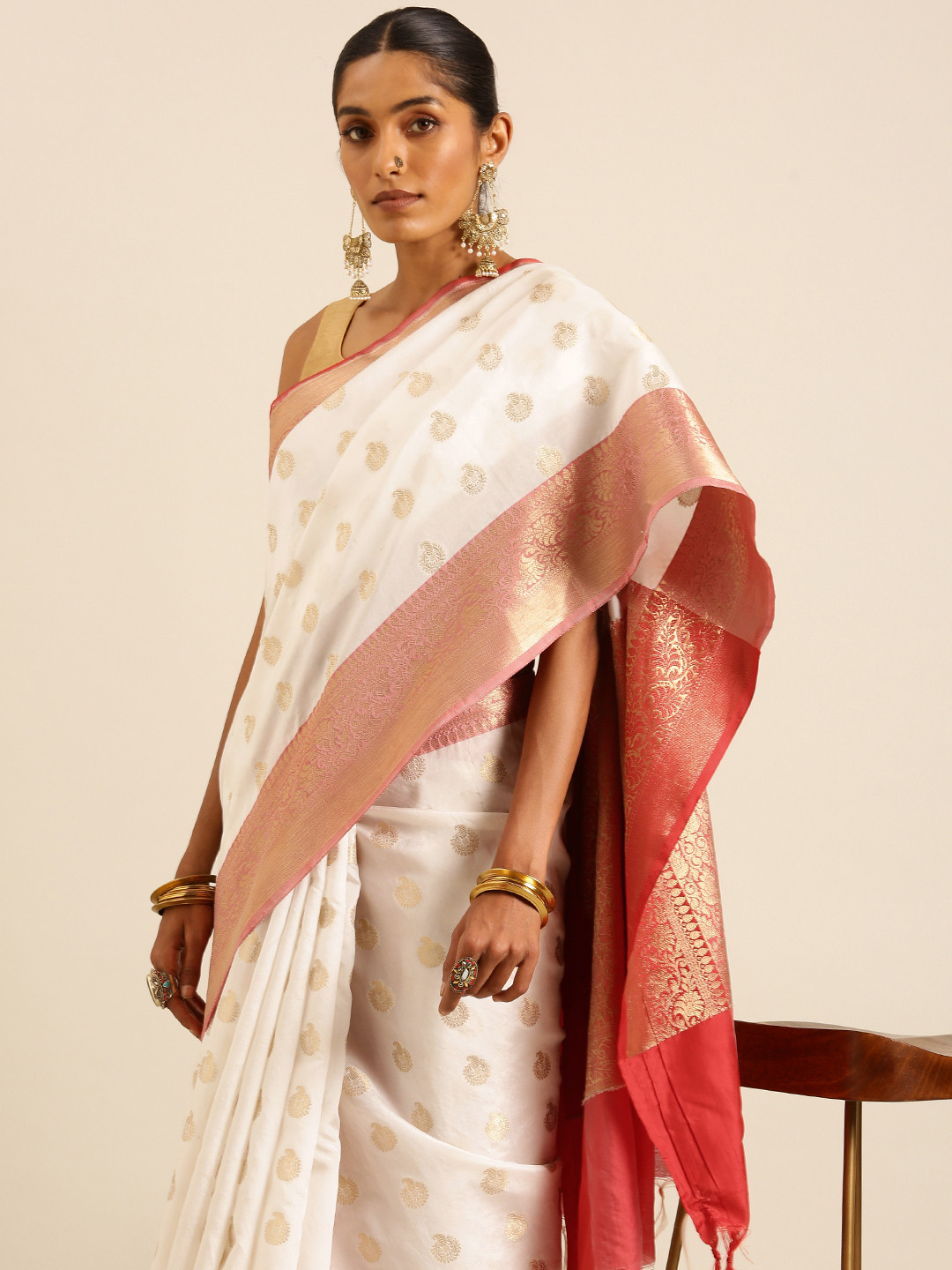 Taavi Ethnic Motifs Zari Handloom Banarasi Inspired Woven Legacy saree