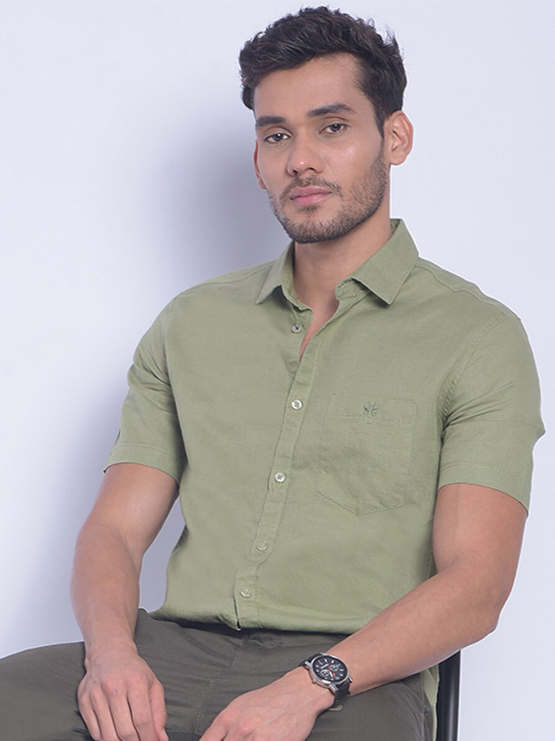Crimsoune Club Smart Slim Fit Cotton Linen Casual Shirt