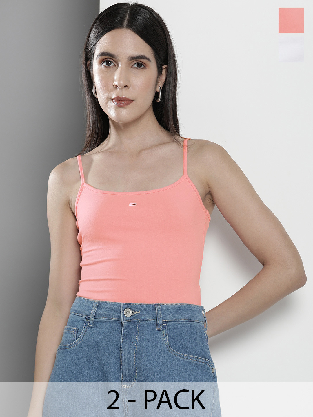 Tommy Hilfiger Pack Of 2 Solid Sleeveless Tank Crop Tops