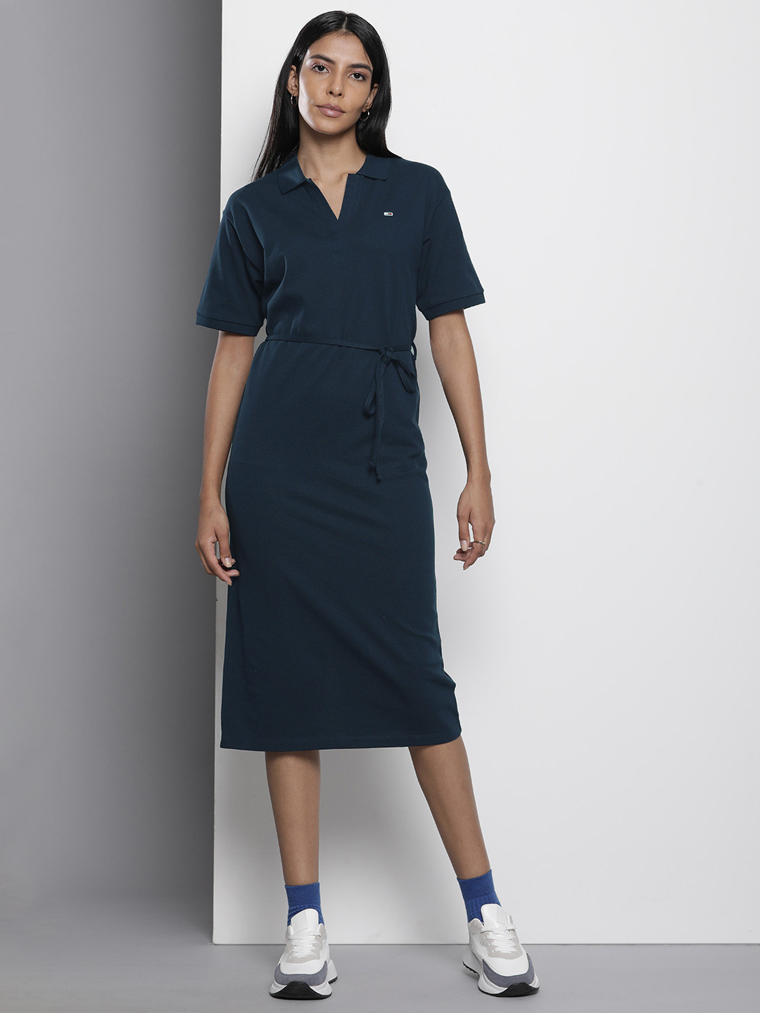 Tommy Hilfiger Solid Tie Up Detail T-shirt Dress