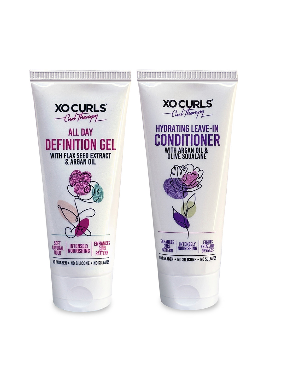 XO CURLS All Day Definition Gel & Hydrating Leave-In Conditioner - 100ml Each