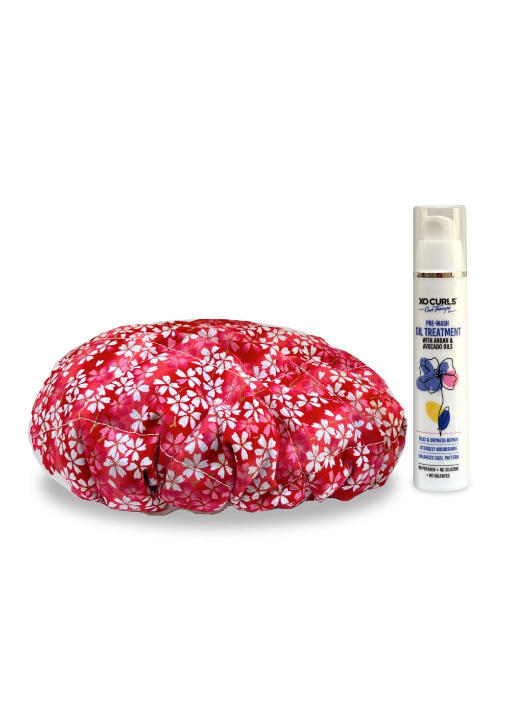 XO CURLS Pre Wash Oil 50ml & Heat Cap Combo