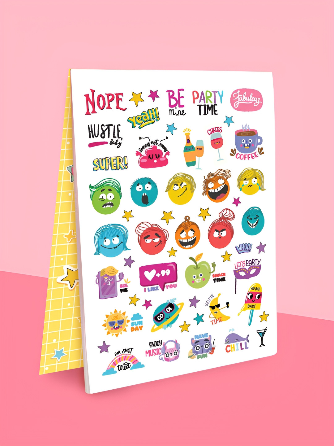 Doodle Yellow & White A5 10 Pages Sticker Book