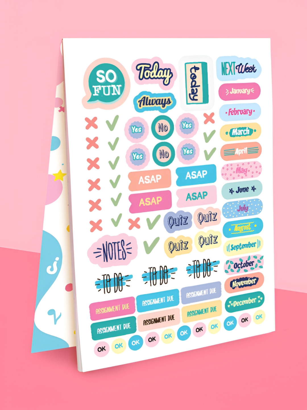 Doodle White & Blue A5 10 Pages Sticker Book