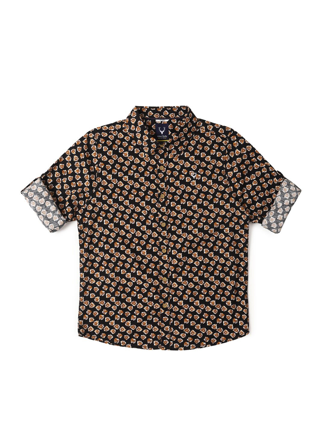 Allen Solly Junior Boy Slim Fit Floral Printed Roll-Up Sleeves Casual Shirt