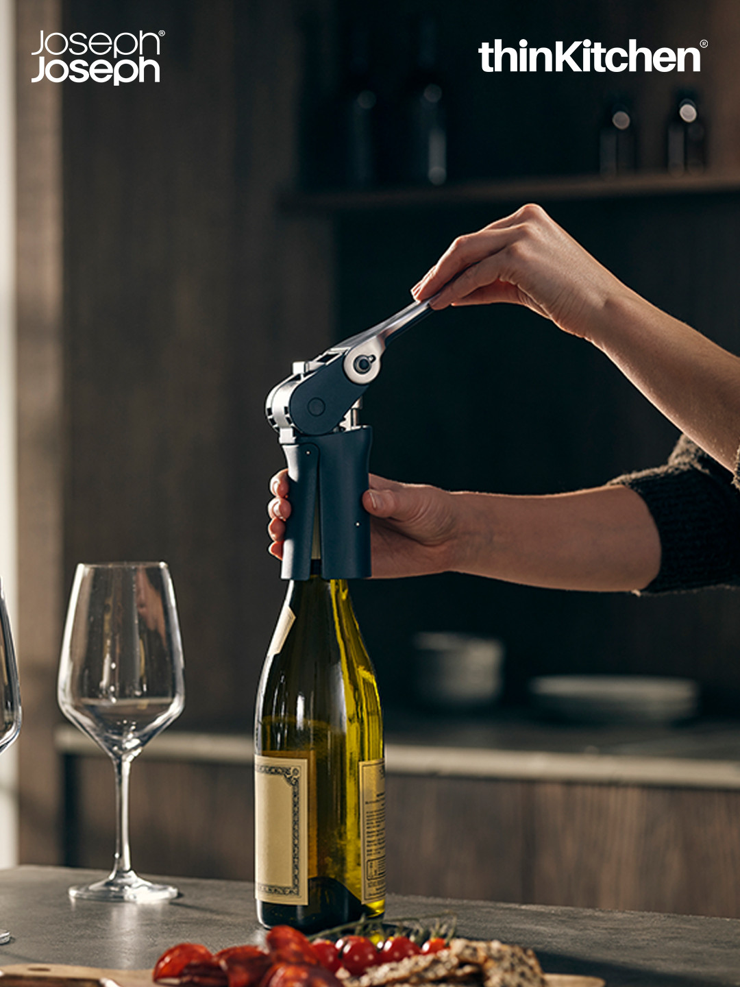 Joseph Joseph Blue 3 Pieces Bar Wise Compact Lever Corkscrews