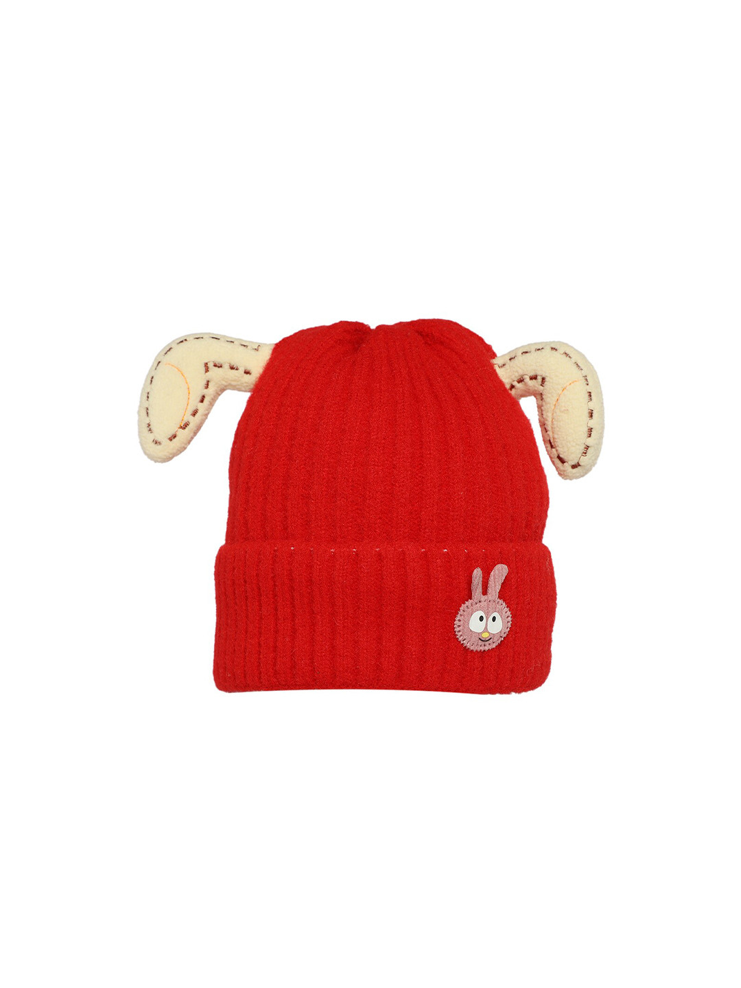 KID-O-WORLD Infants Girls Ribbed Bunny Patch Work Woollen Beanie Cap