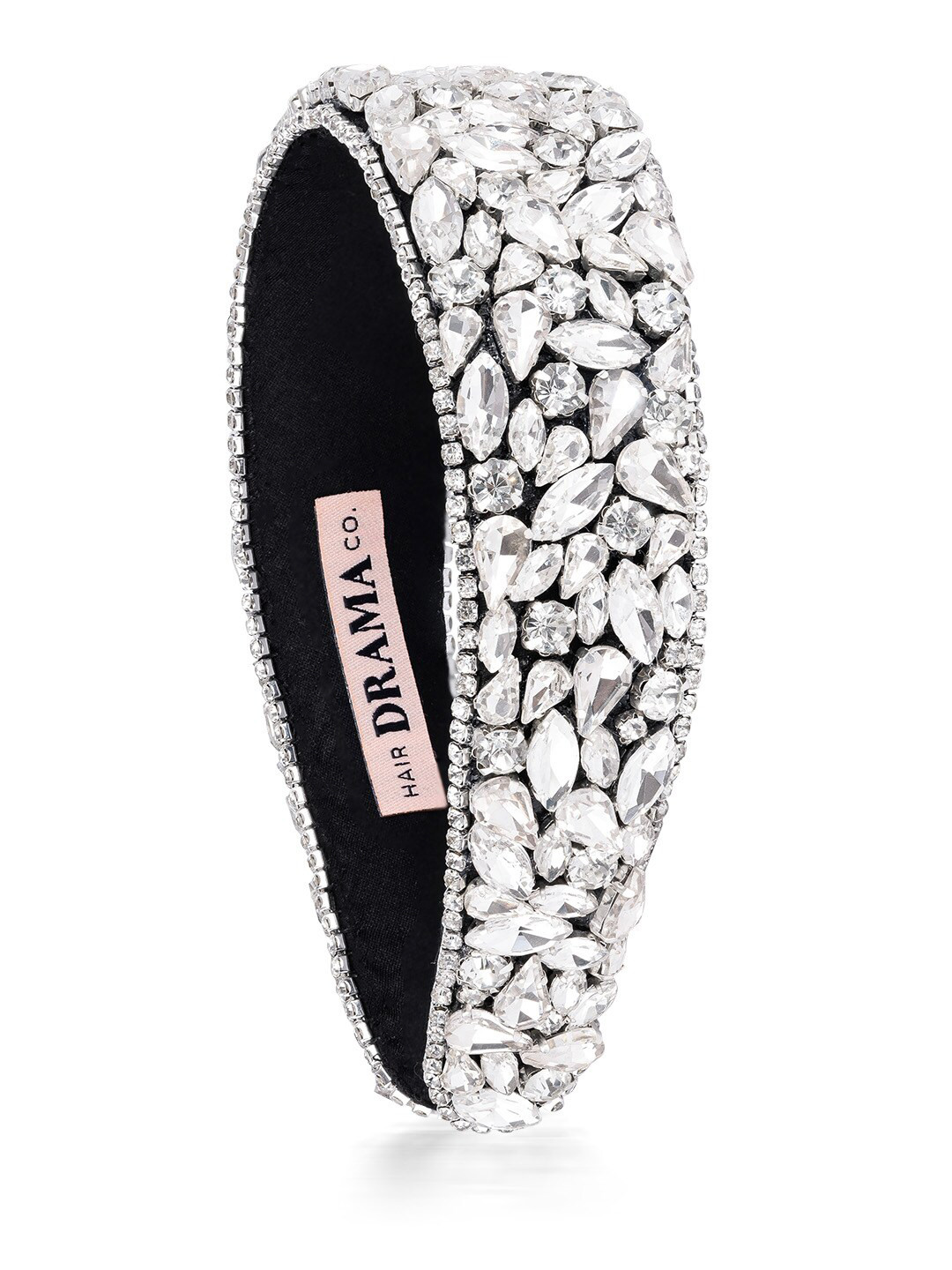 HAIR DRAMA CO. Women Silver-Toned Rhinestones & Crystal Flat Rosemary Hair Band