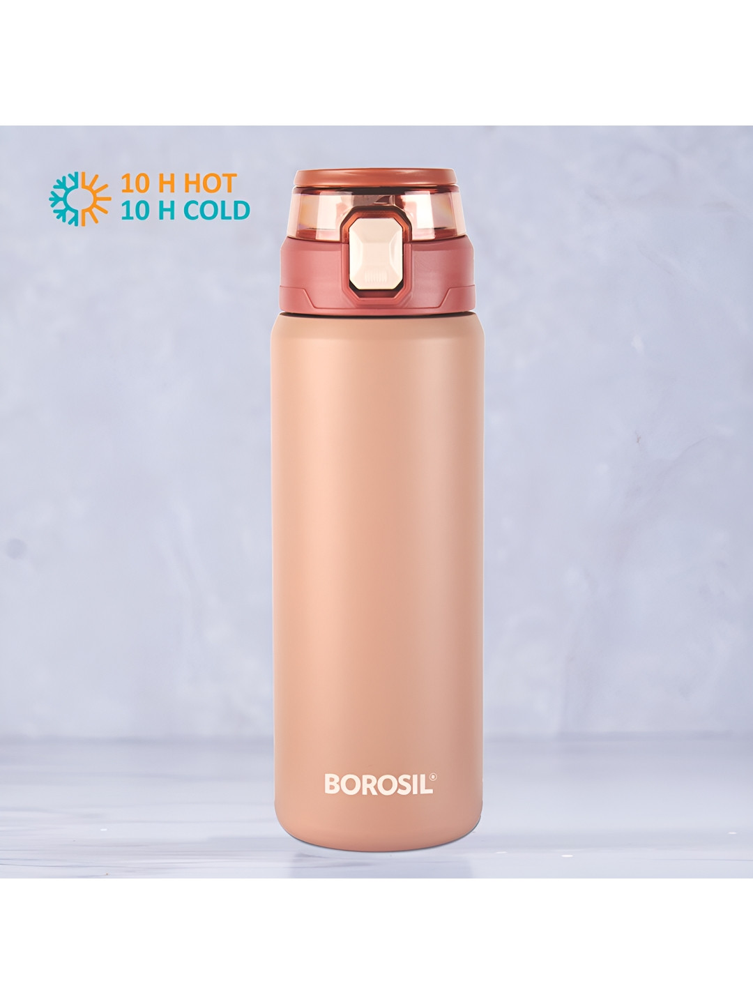 BOROSIL Aquasport Peach Solid Stainless Steel Double Wall Vacuum Sipper - 600ml