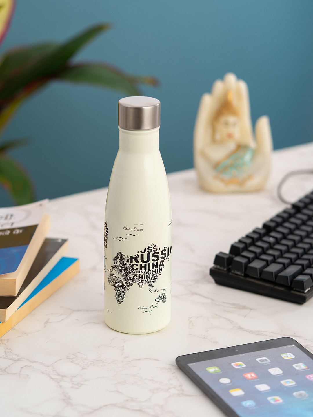 CLAY CRAFT Vacbott White Typography Stainless Steel Spill Proof Water Bottle - 750ml