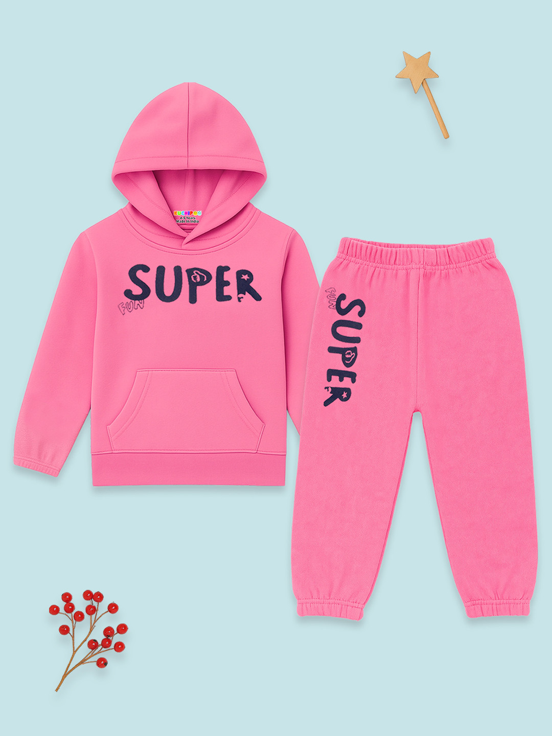 KUCHIPOO Girls Printed T-shirt with Pyjamas