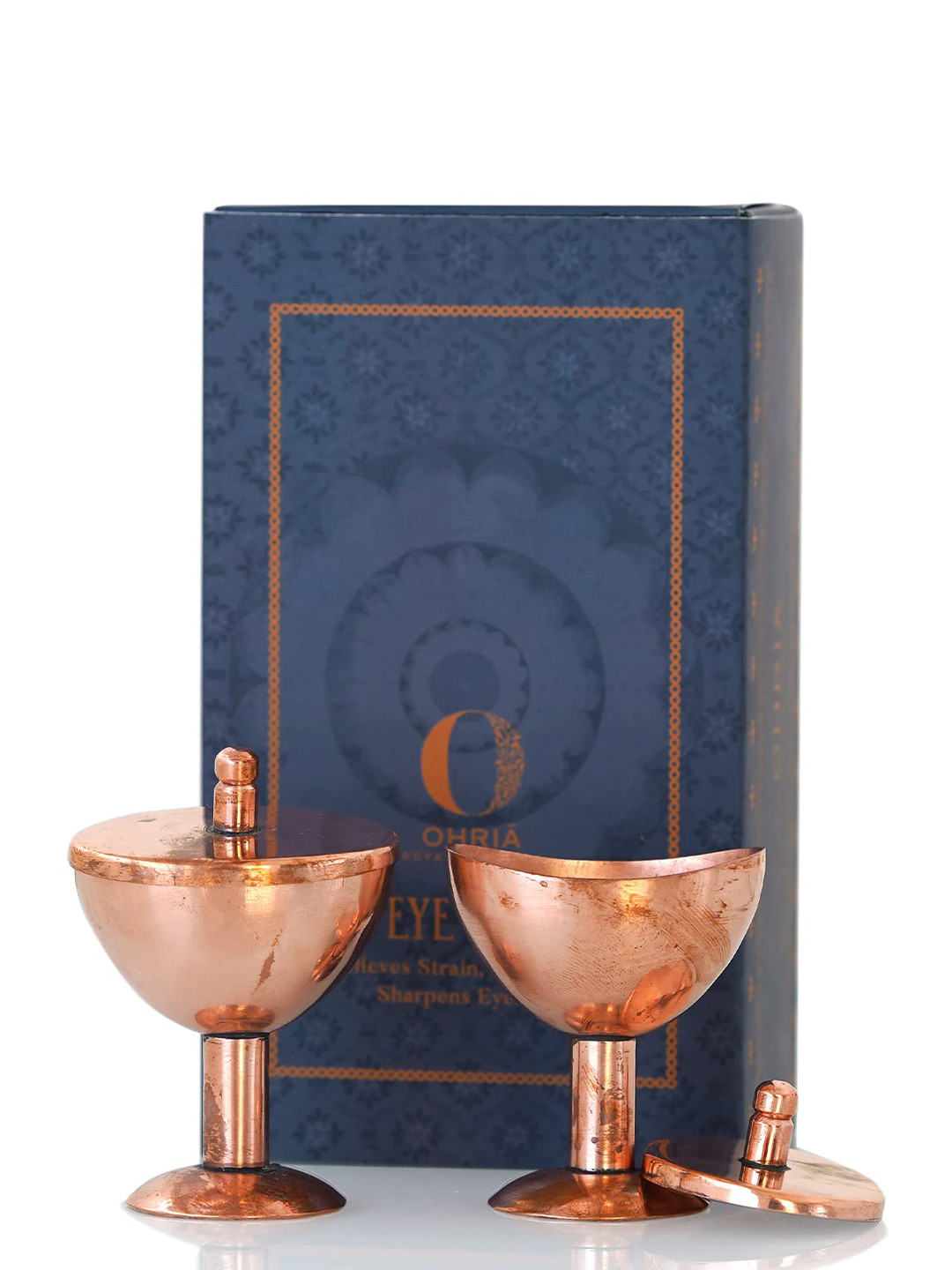 OHRIA AYURVEDA Netra Shudhi Pure Copper Eye Wash Cups for Eye Cleansing & Cooling - 2 Cups