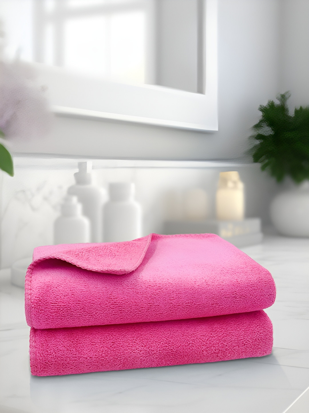 Sassoon Coral Pink 2 Pieces 450 GSM Microfiber Hand Towels