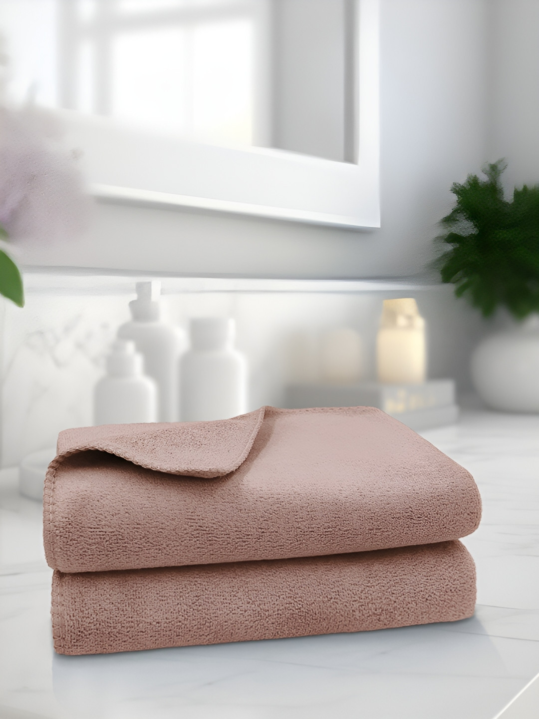 Sassoon Brown 2 Pieces 450 GSM Microfiber Anti-Bacterial Hand Towels