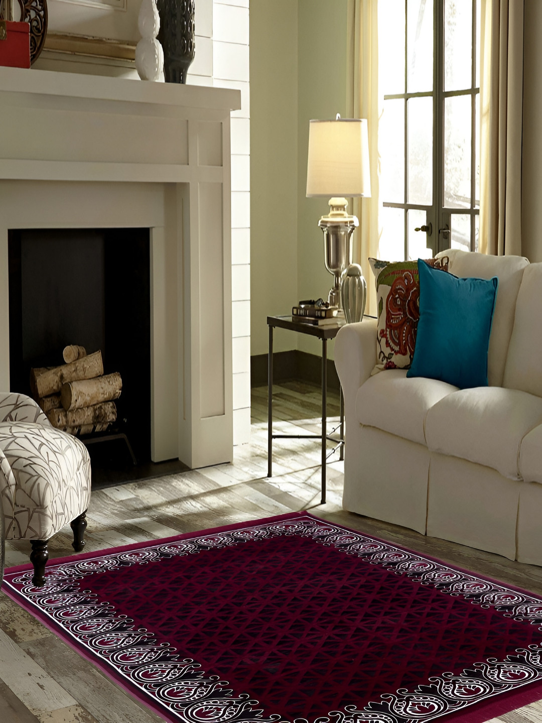 ZESTURE Maroon Printed Carpet