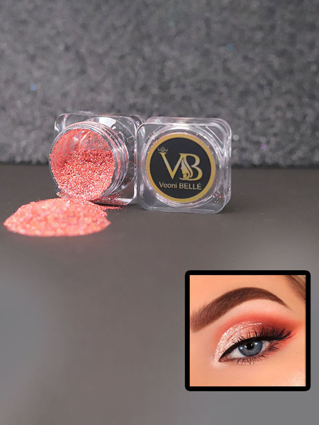 Veoni BELLE Holographic 2-Pcs HD Glitter Eyeshadow - 5g Each - Antique Gold & Peach