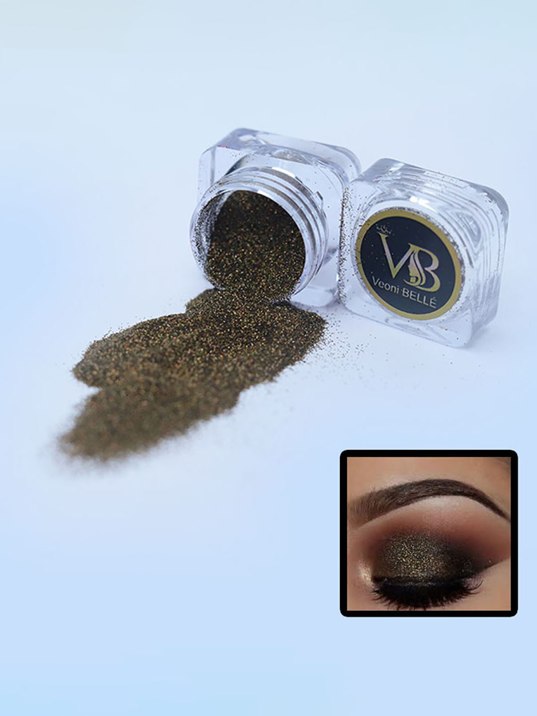 Veoni BELLE 2Pcs Holographic HD Glitter Eyeshadow -5g Each - Antique Gold & Turquoise Blue