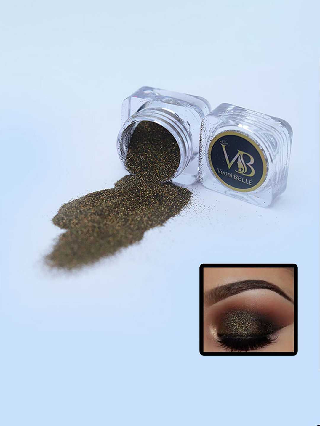 Veoni BELLE Holographic Set Of 2 HD Glitter Eyeshadow-5g Each- Antique Gold & Sahpire Pink