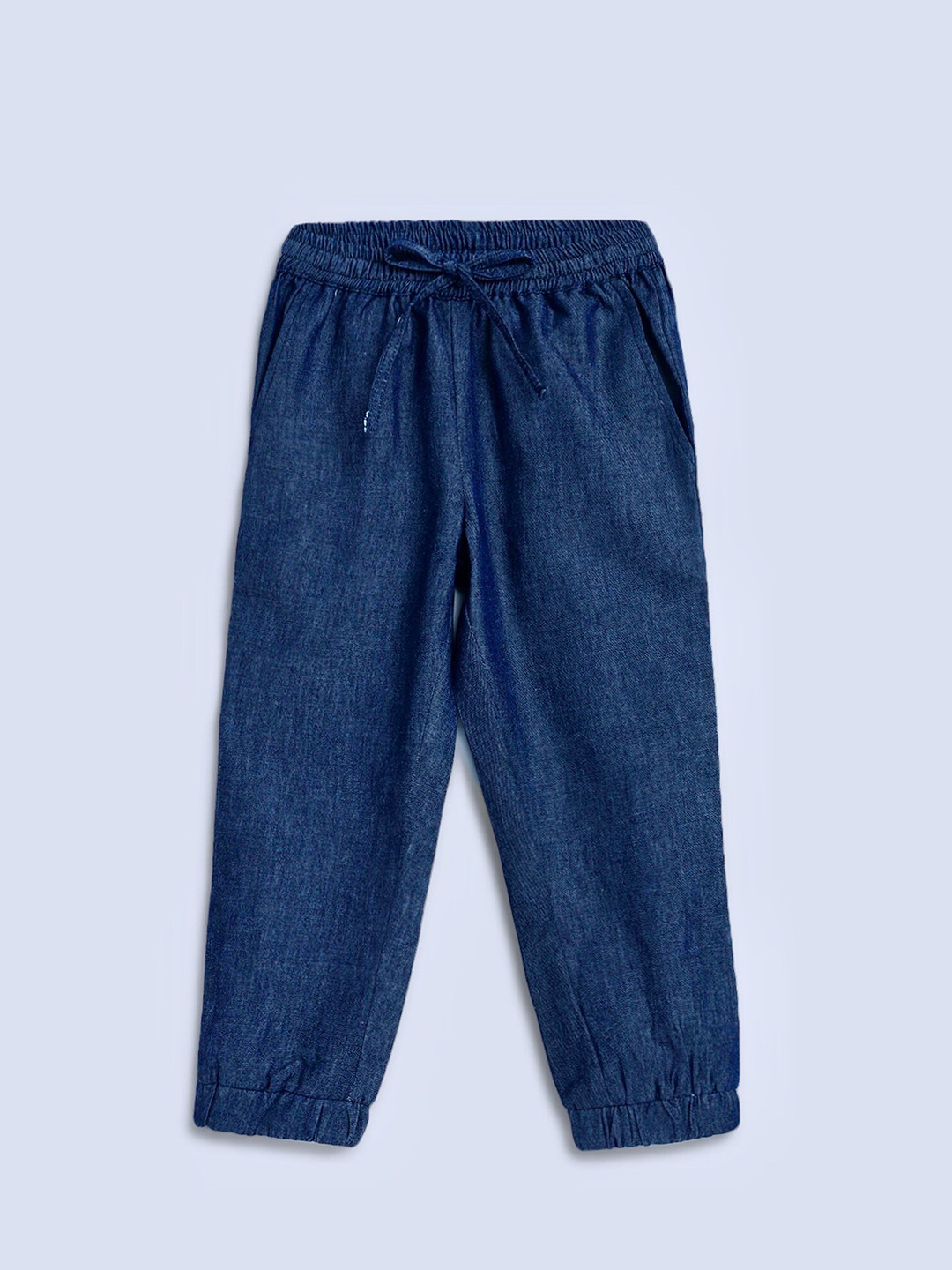 charkhee Kids Smart Tapered Fit Mid-Rise Plain Denim Joggers
