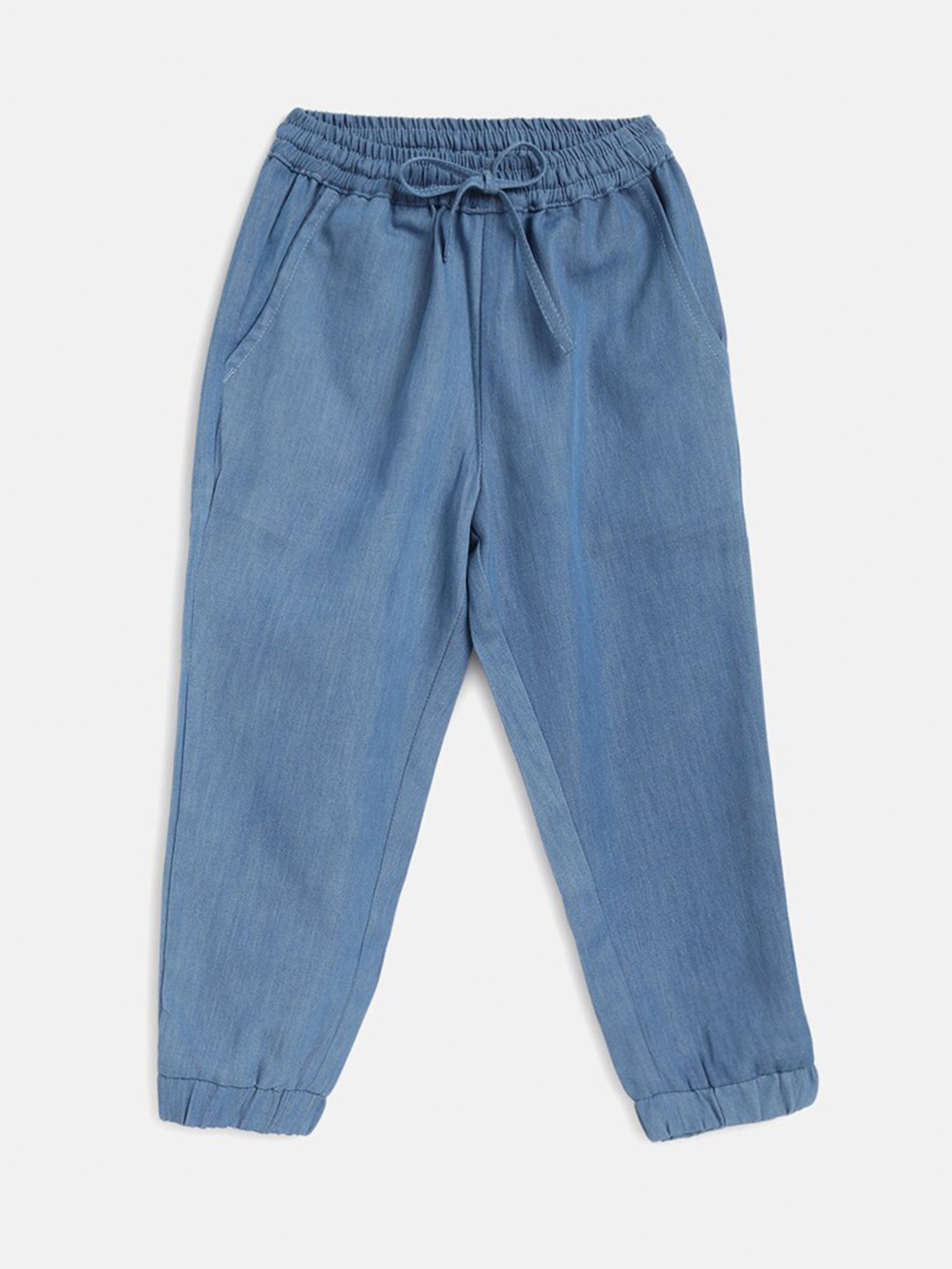 charkhee Kids Smart Tapered Fit Mid-Rise Plain Denim Joggers