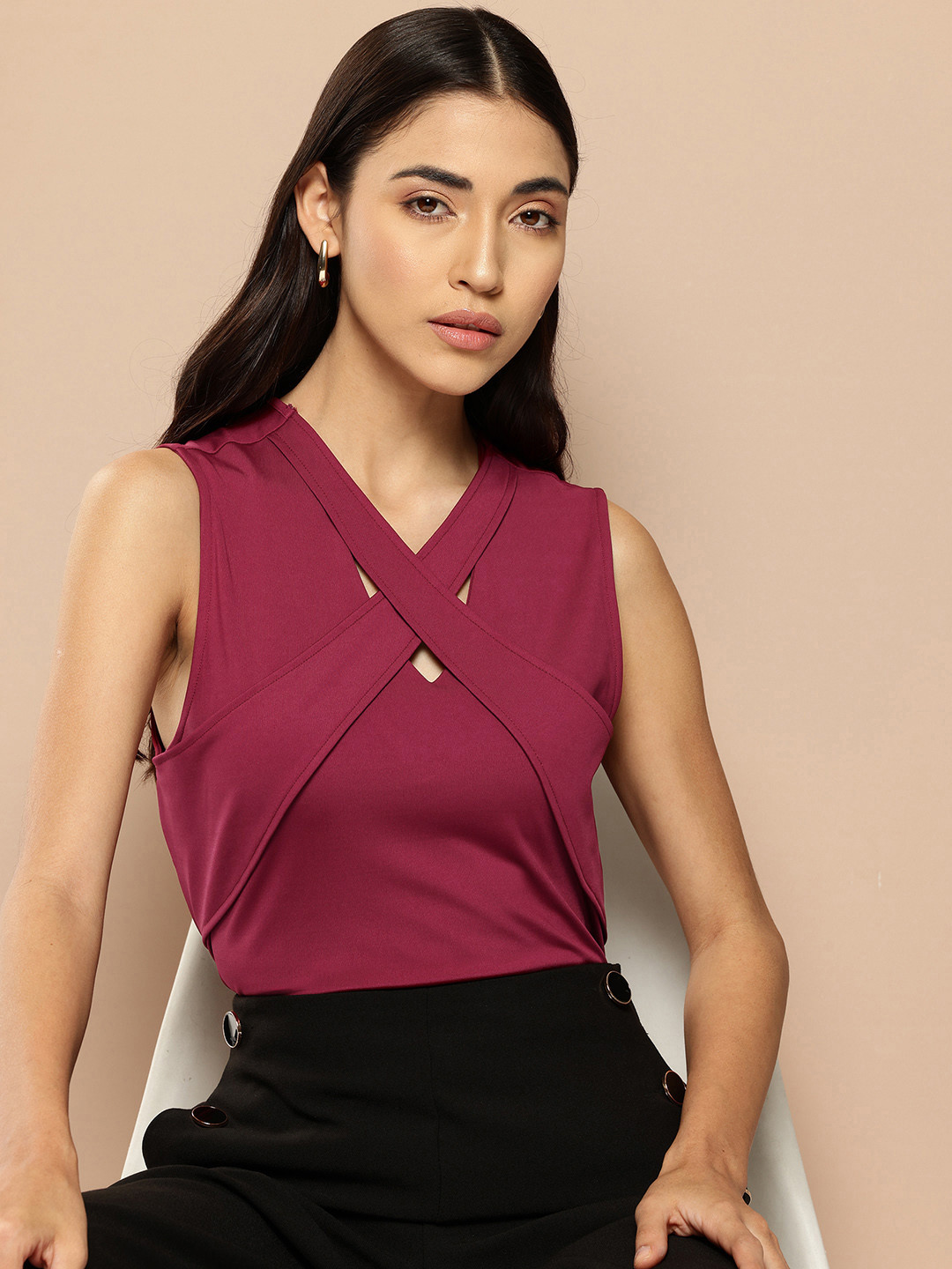 Chemistry Criss-Cross Layered Sleeveless Top