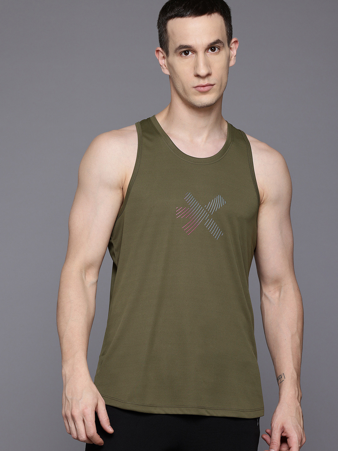 HRX by Hrithik Roshan Brand Logo Print Racerback Training T-shirt