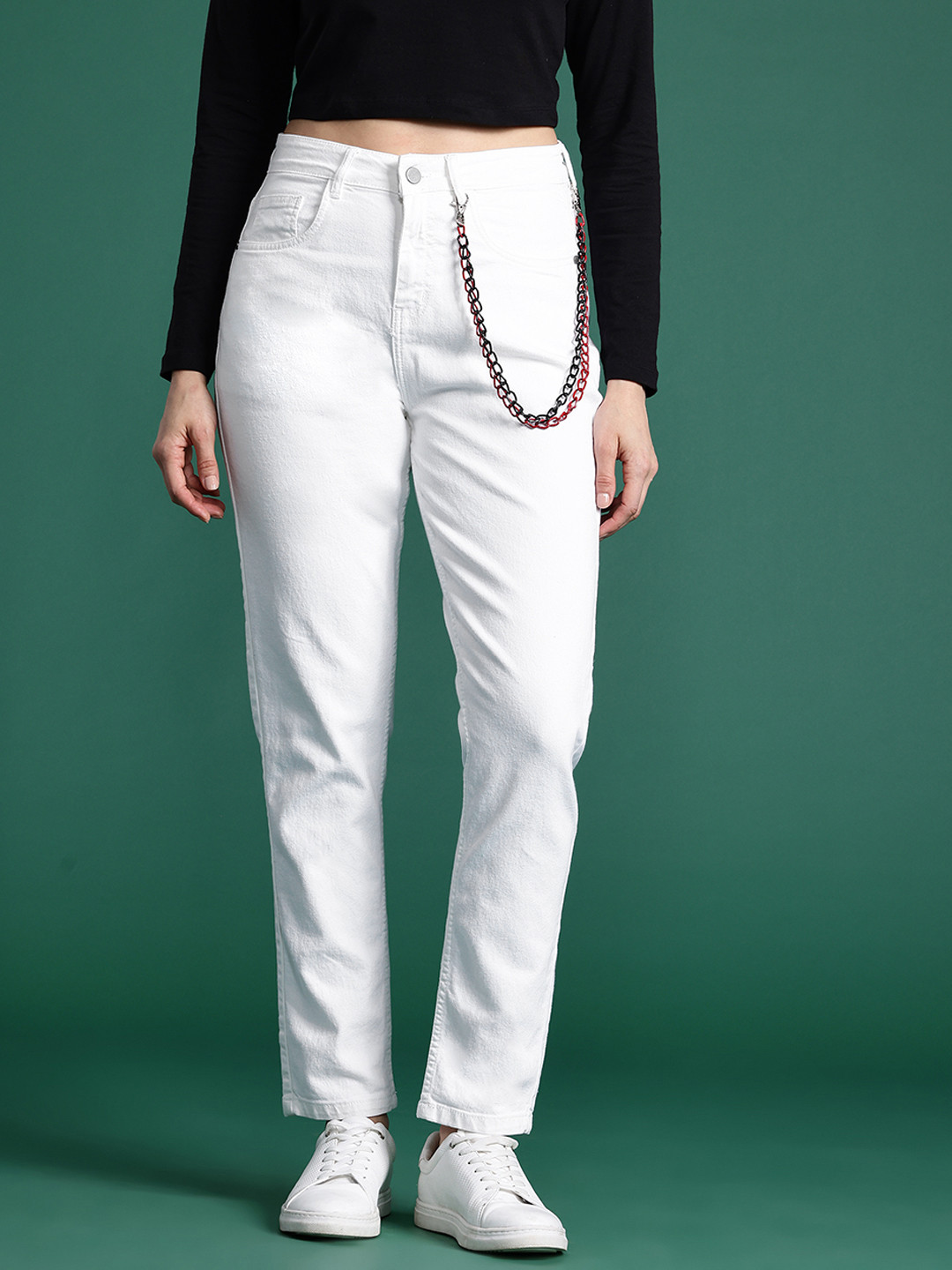 DressBerry Women Boyfriend Fit Stretchable Jeans With Chain