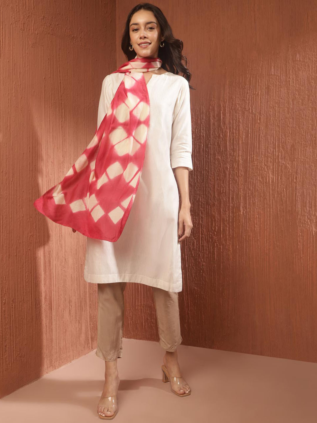 Fabindia Geometric Checked Modal Stole